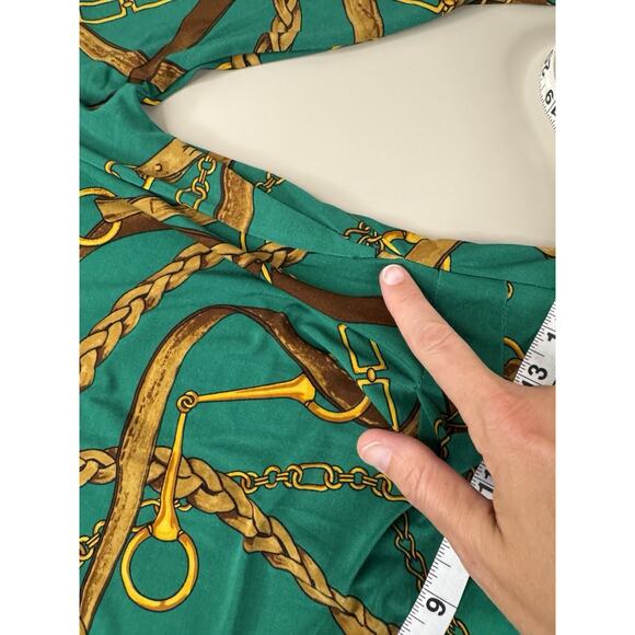 Ralph Lauren Faux Wrap Dress Womens 4 Green Horse Tack Equestrian Ruched Classic - Picture 8 of 16